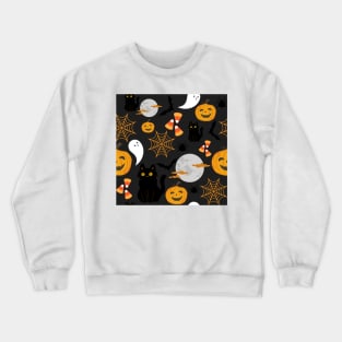 Halloween Pattern Black Crewneck Sweatshirt